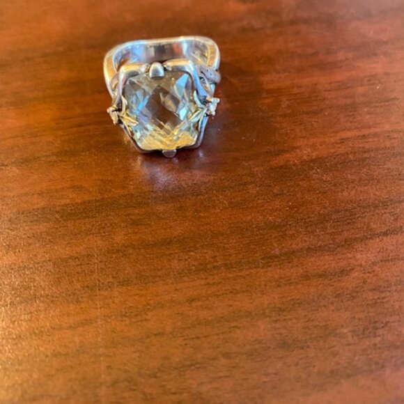 Premium Huge Sparkling Topaz Gem Ann King Sterling Silver & 18K Gold Size 7 Ring - Picture 2 of 7